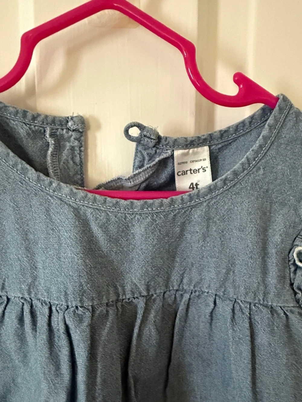Carter's Light Blue Denim Ruffle Sleeve Toddler Dress
